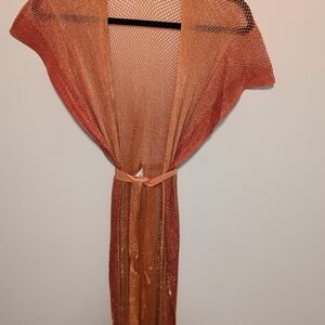 Luli Fama Metallic Knit Fringe Cover Up One Size